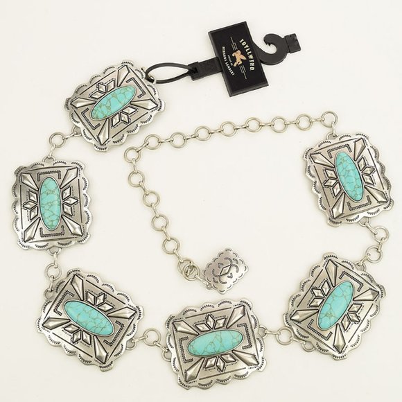Idyllwind Accessories - IDYLLWIND Turquoise Scalloped Concho Western Chain Belt NWT